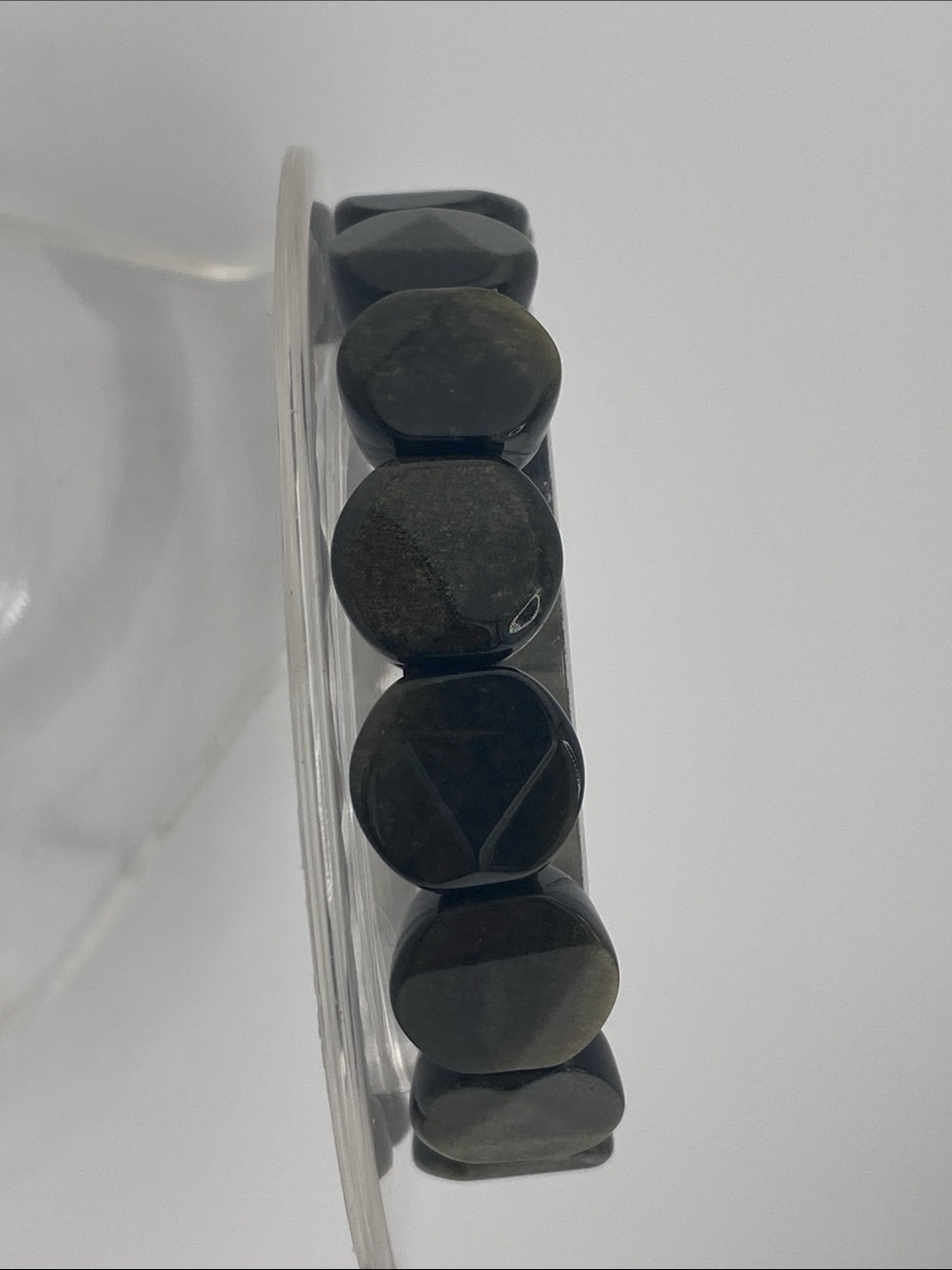 Genuine Black Obsidian Carved Shield Bracelet - Protection & Grounding - Picture 4 of 9